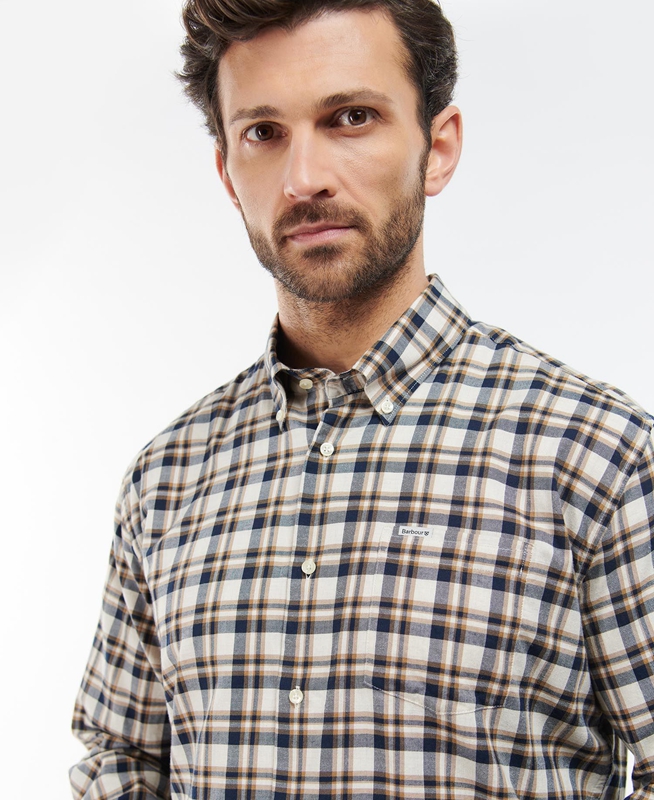 Barbour Turville Regular Fit Férfi Ingek Bézs | 352168-IVS