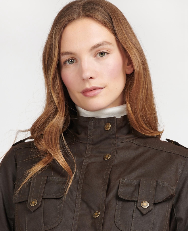 Barbour Téli Defence Női Viaszos Kabát Barna | 681579-IEO