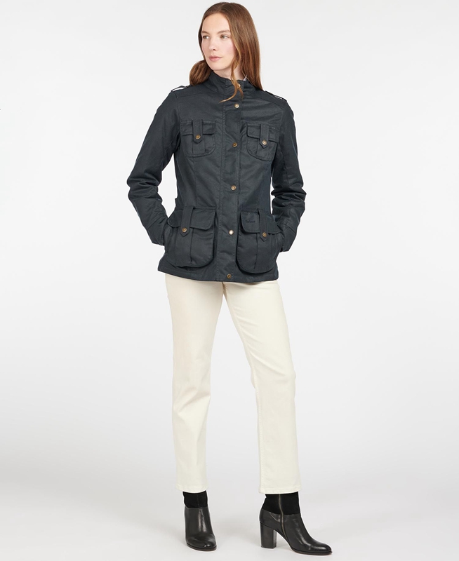 Barbour Téli Defence Női Viaszos Kabát Kék | 012963-HPD