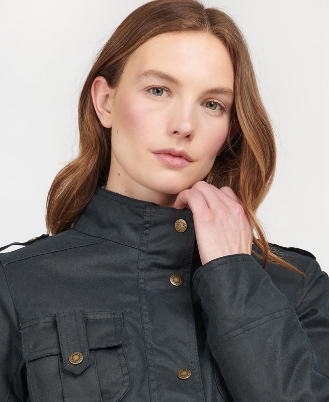 Barbour Téli Defence Női Viaszos Kabát Kék | 012963-HPD