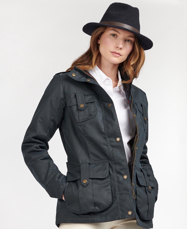 Barbour Téli Defence Női Viaszos Kabát Kék | 012963-HPD