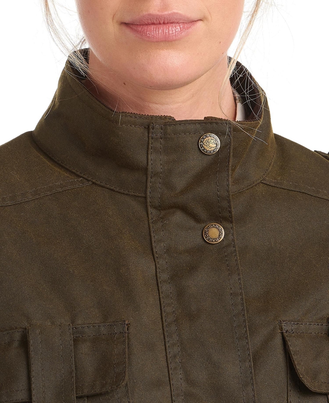 Barbour Téli Defence Női Viaszos Kabát Zöld | 758120-PTK