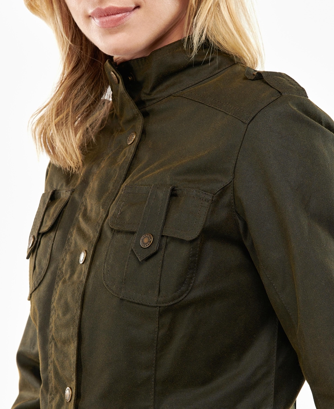 Barbour Téli Defence Női Viaszos Kabát Zöld | 758120-PTK