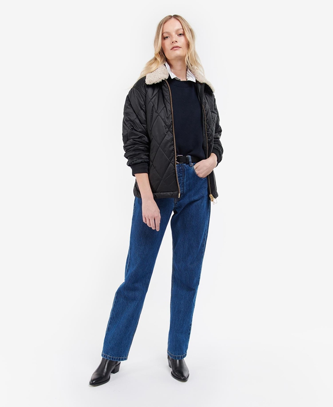 Barbour Vaila Női Vattázott Kabát Fekete | 961238-DBV