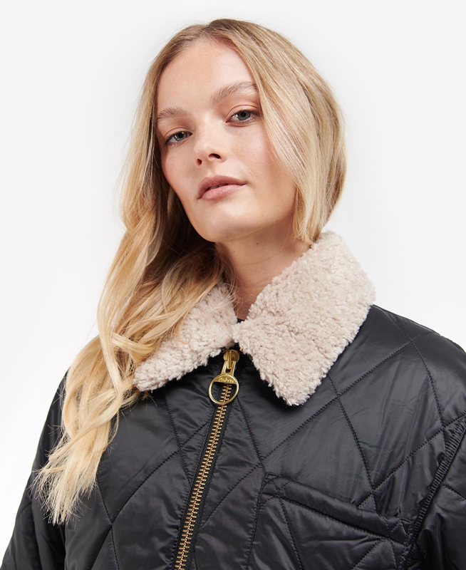 Barbour Vaila Női Vattázott Kabát Fekete | 961238-DBV