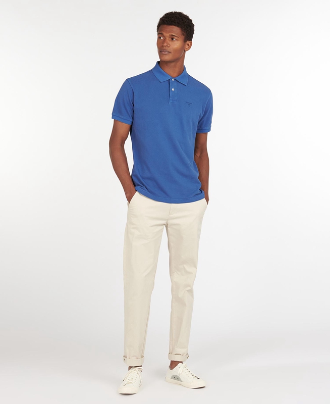 Barbour Washed Sports Férfi Polo shirts Kék | 803127-PYL
