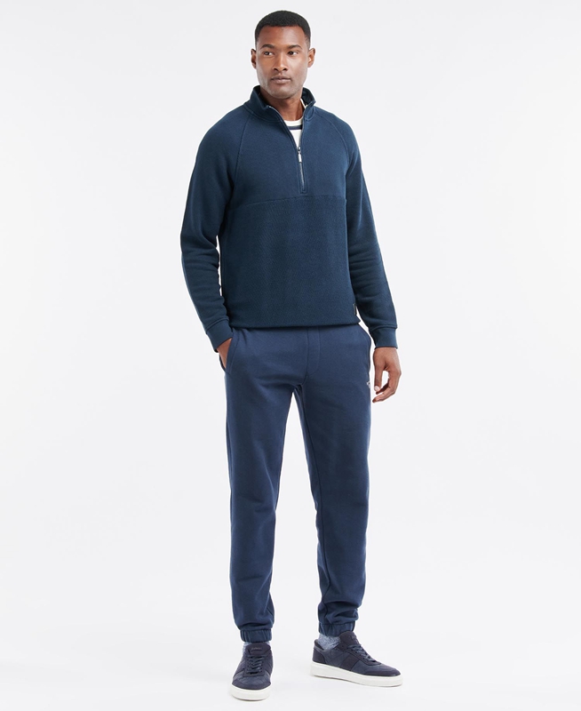 Barbour Wear Half Zip Férfi Pulóverek Sötétkék | 410659-WLQ