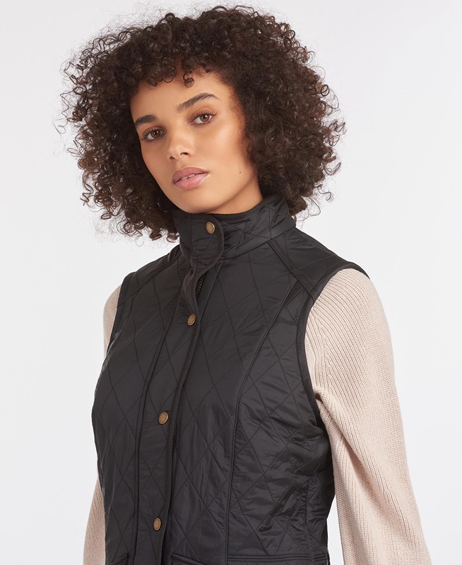 Barbour Weste Cavalry Női Mellény Fekete | 506294-CXH