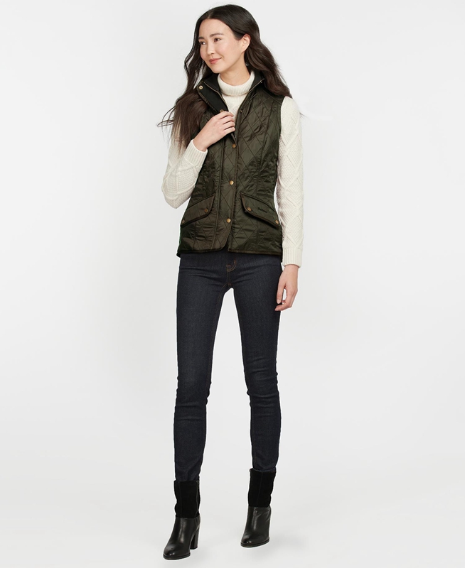 Barbour Weste Cavalry Női Mellény Zöld | 217896-TAO
