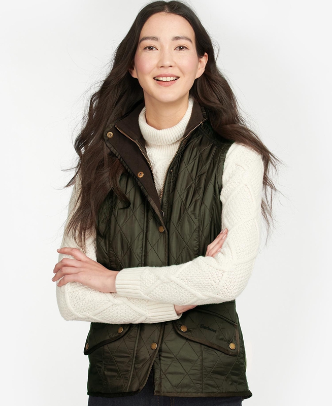 Barbour Weste Cavalry Női Mellény Zöld | 217896-TAO