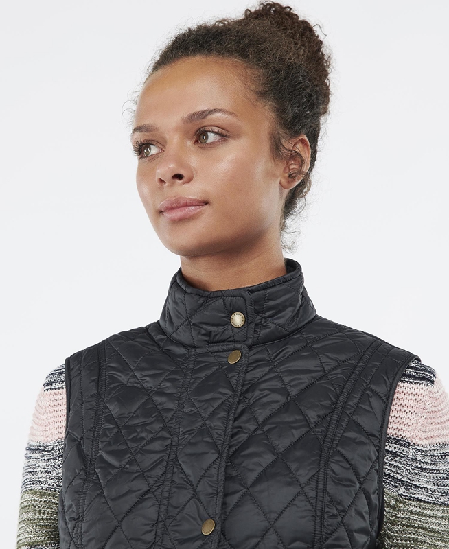 Barbour Weste Otterburn Női Mellény Fekete | 659830-UAJ