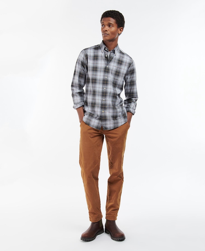 Barbour Wetheram Tailored Férfi Ingek Szürke | 409516-MTJ