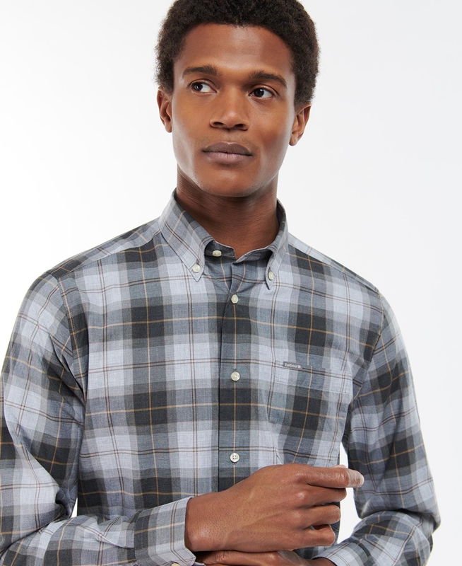 Barbour Wetheram Tailored Férfi Ingek Szürke | 409516-MTJ