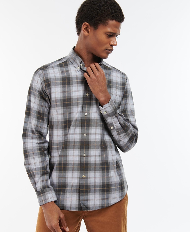 Barbour Wetheram Tailored Férfi Ingek Szürke | 409516-MTJ