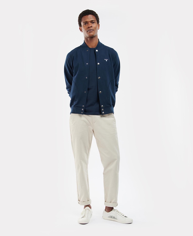 Barbour Whitewell Button Thru Férfi Pulóverek Kék | 531982-NVG