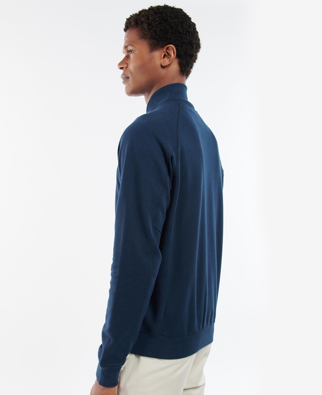 Barbour Whitewell Button Thru Férfi Pulóverek Kék | 531982-NVG