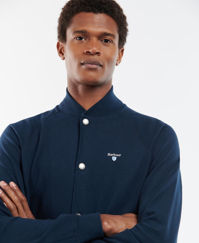 Barbour Whitewell Button Thru Férfi Pulóverek Kék | 531982-NVG