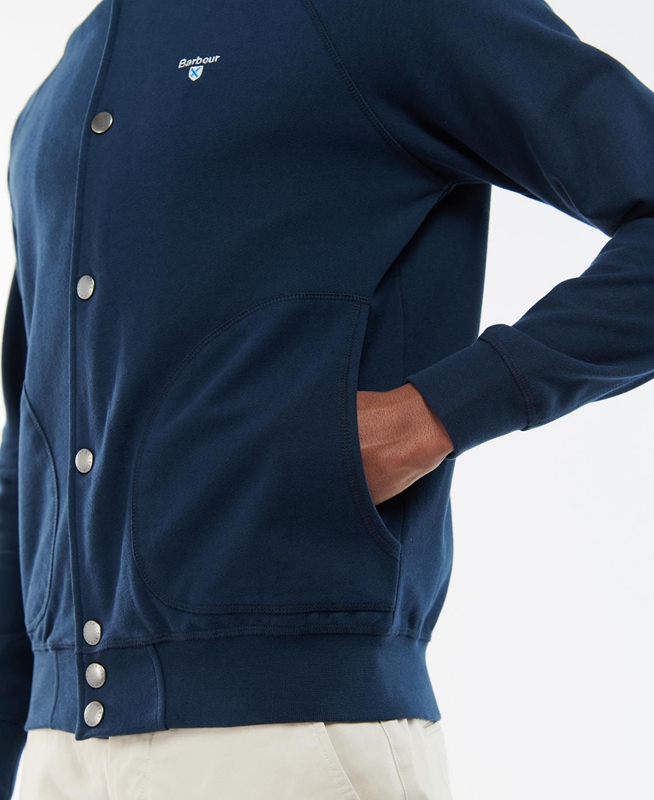 Barbour Whitewell Button Thru Férfi Pulóverek Kék | 531982-NVG