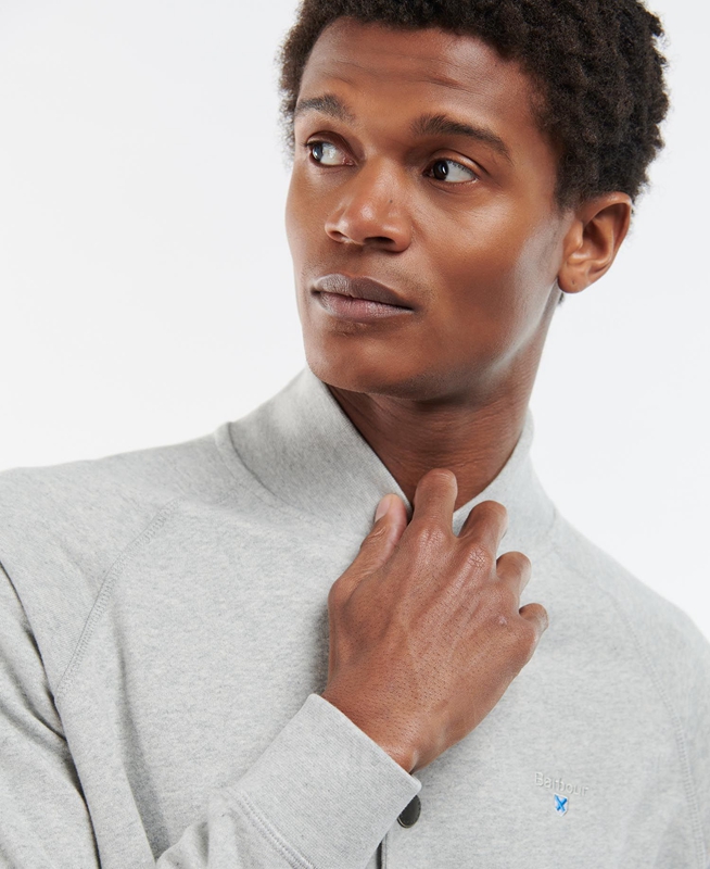 Barbour Whitewell Button Thru Férfi Pulóverek Szürke | 640529-SWJ