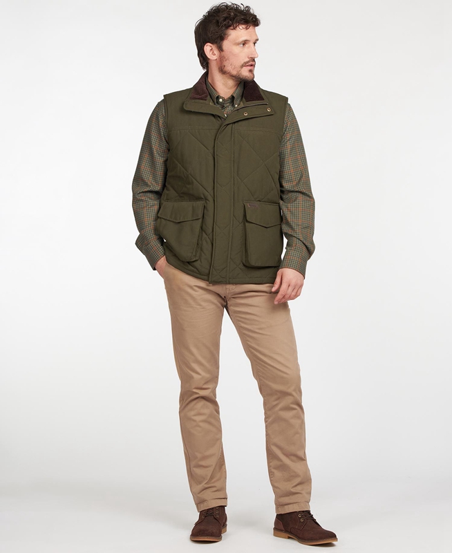 Barbour Winterdale Férfi Mellény Olivazöld | 298150-GWC