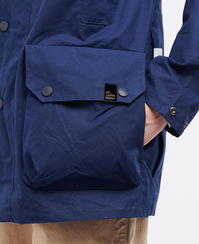Barbour x Ally Capellino Back Férfi Alkalmi Dzsekik Sötétkék | 148976-WLU
